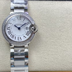 Cartier-Ballon Bleu Ladies 28mm SS/SS White Dial 3KF Qtz