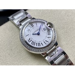 Cartier-Ballon Bleu Ladies 28mm SS/SS White Dial 3KF Qtz