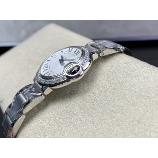 Cartier-Ballon Bleu Ladies 28mm SS/SS White Dial 3KF Qtz