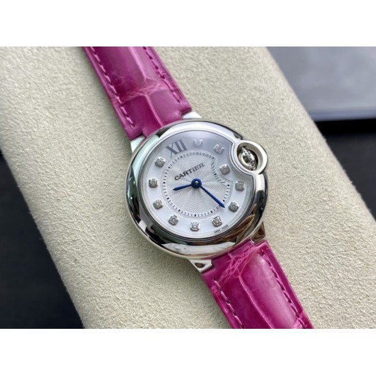 Cartier-Ballon Bleu De Cartier 28mm SS/LE White/Dia V6F NH05