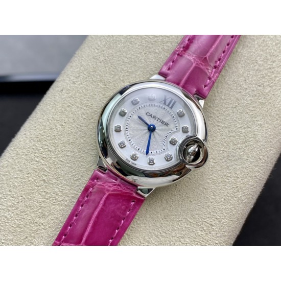 Cartier-Ballon Bleu De Cartier 28mm SS/LE White/Dia V6F NH05