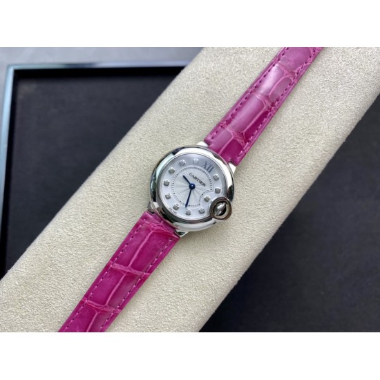 Cartier-Ballon Bleu De Cartier 28mm SS/LE White/Dia V6F NH05