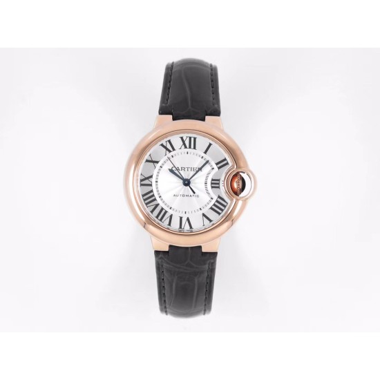 Cartier-Ballon Bleu De Cartier 33mm RG/LE White/Rmn V6F NH05