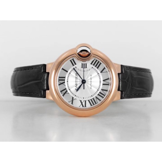 Cartier-Ballon Bleu De Cartier 33mm RG/LE White/Rmn V6F NH05