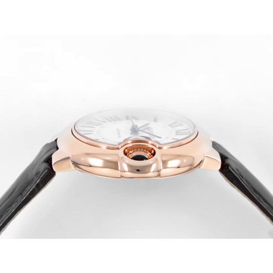 Cartier-Ballon Bleu De Cartier 33mm RG/LE White/Rmn V6F NH05