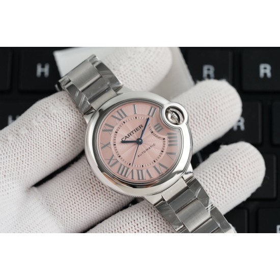 Cartier-Ballon Bleu De Cartier 33mm SS/SS Pink Dial V6F NH05
