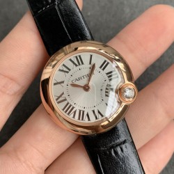 Cartier-Ballon Blanc Ladies 30mm Black RG/LE Silver Dial V6F Quartz