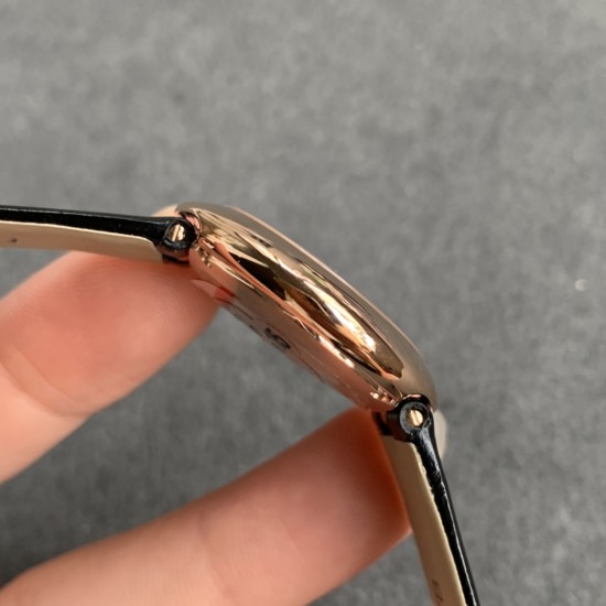 Cartier-Ballon Blanc Ladies 30mm Black RG/LE Silver Dial V6F Quartz