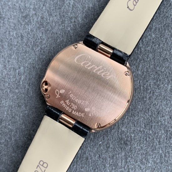 Cartier-Ballon Blanc Ladies 30mm Black RG/LE Silver Dial V6F Quartz