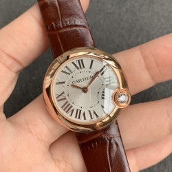 Cartier-Ballon Blanc Ladies 30mm Black RG/LE Silver Dial V6F Quartz