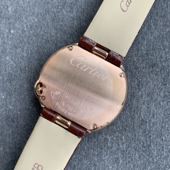 Cartier-Ballon Blanc Ladies 30mm Black RG/LE Silver Dial V6F Quartz