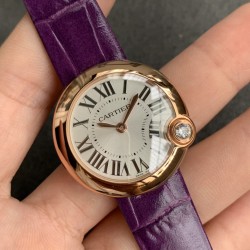 Cartier-Ballon Blanc Ladies 30mm Black RG/LE Silver Dial V6F Quartz