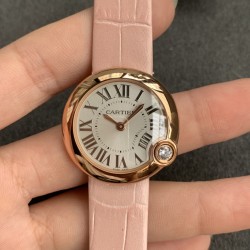 Cartier-Ballon Blanc Ladies 30mm Black RG/LE Silver Dial V6F Quartz