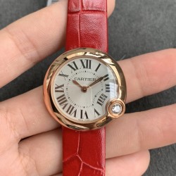 Cartier-Ballon Blanc Ladies 30mm Black RG/LE Silver Dial V6F Quartz