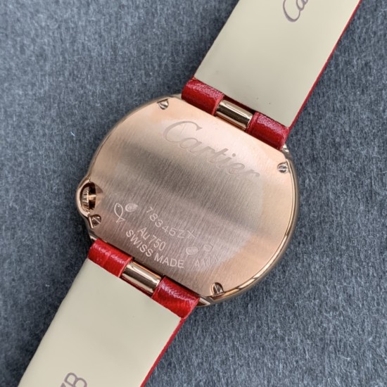 Cartier-Ballon Blanc Ladies 30mm Black RG/LE Silver Dial V6F Quartz