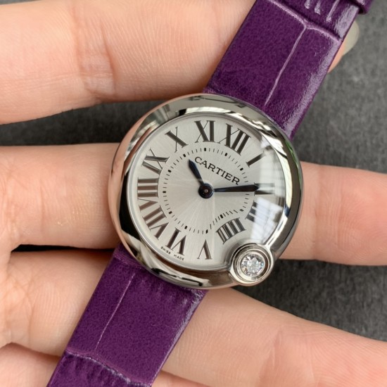 Cartier-Ballon Blanc Ladies 30mm Black SS/LE Silver Dial V6F Quartz