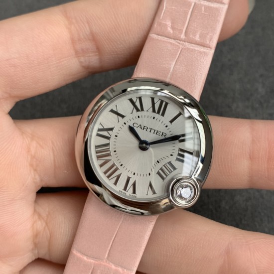 Cartier-Ballon Blanc Ladies 30mm Black SS/LE Silver Dial V6F Quartz