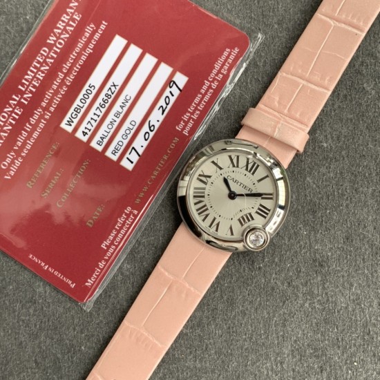 Cartier-Ballon Blanc Ladies 30mm Black SS/LE Silver Dial V6F Quartz