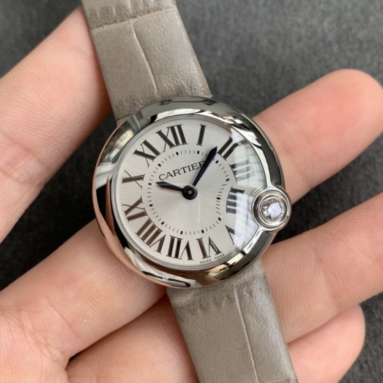 Cartier-Ballon Blanc Ladies 30mm Black SS/LE Silver Dial V6F Quartz