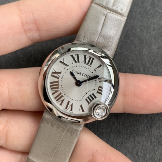 Cartier-Ballon Blanc Ladies 30mm Black SS/LE Silver Dial V6F Quartz