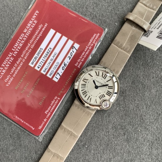 Cartier-Ballon Blanc Ladies 30mm Black SS/LE Silver Dial V6F Quartz