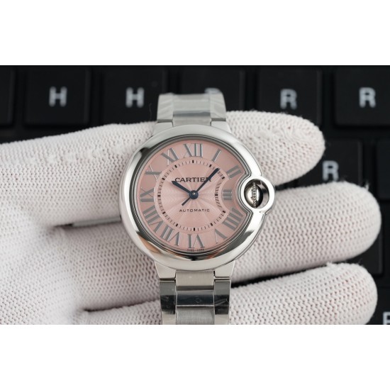 Cartier-Ballon Bleu De Cartier SS/SS Pink/Stk 36mm V6F A076