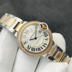 Cartier-Ballon Bleu De Cartier 36mm YG/YG Wht/Dia V9F NH05