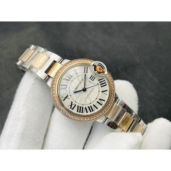 Cartier-Ballon Bleu De Cartier 36mm YG/YG Wht/Dia V9F NH05