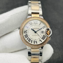 Cartier-Ballon Bleu De Cartier 36mm YG/YG Wht/Dia V9F NH05