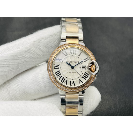 Cartier-Ballon Bleu De Cartier 36mm YG/YG Wht/Dia V9F NH05
