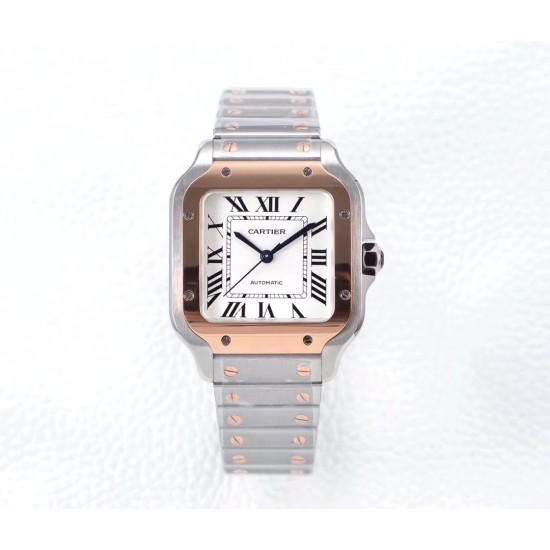 Cartier-Santos De Cartier 2018 Mens XL RG/SS Wht BVF MY9015