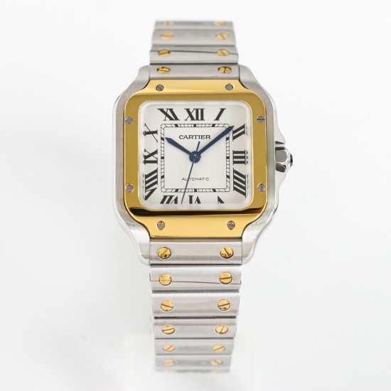 Cartier-Santos De Cartier 35mm YG/SS White Dial GF MY9039