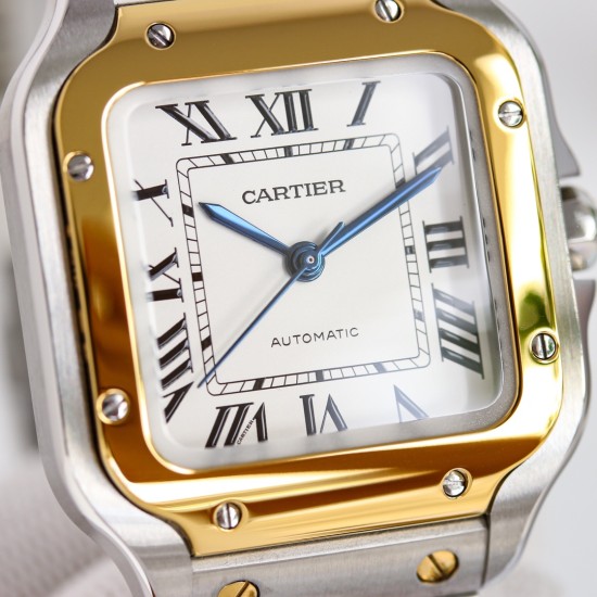 Cartier-Santos De Cartier 35mm YG/SS White Dial GF MY9039