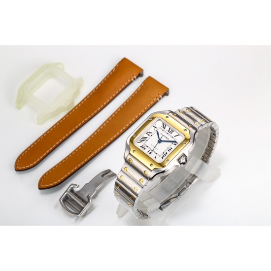 Cartier-Santos De Cartier 35mm YG/SS White Dial GF MY9039