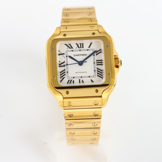 Cartier-Santos De Cartier 35mm YG/YG White Dial GF MY9039