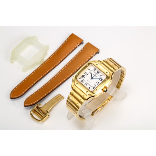 Cartier-Santos De Cartier 35mm YG/YG White Dial GF MY9039
