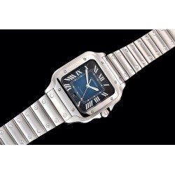 Cartier-Santos De Cartier 2018 Mens XL SS/SS Blue GF MY9015