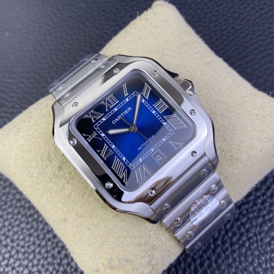 Cartier-Santos De Cartier 2018 Mens XL 40mm SS/SS Blue BVF MY9019