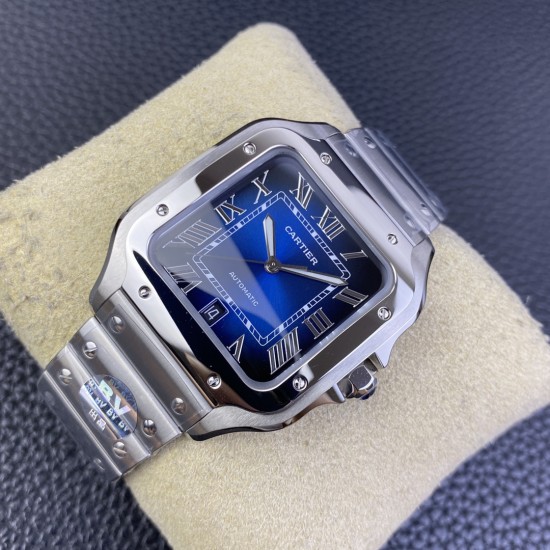 Cartier-Santos De Cartier 2018 Mens XL 40mm SS/SS Blue BVF MY9019