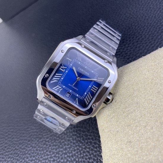 Cartier-Santos De Cartier 2018 Mens XL 40mm SS/SS Blue BVF MY9019