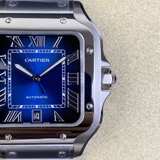 Cartier-Santos De Cartier 2018 Mens XL 40mm SS/SS Blue BVF MY9019