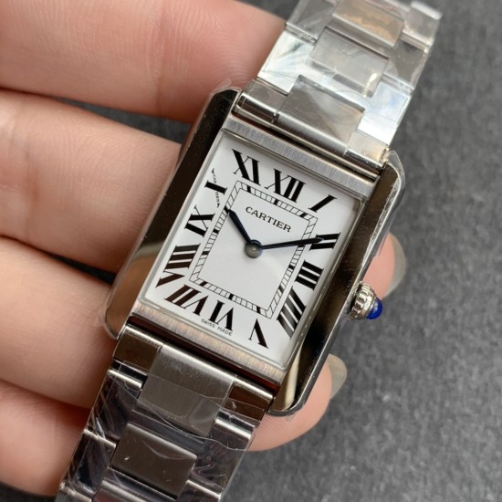 Cartier-Tank Must 25.5mm White Dial On SS Bracelet K11F Quartz