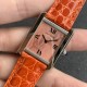 Cartier-Tank Must Small Pink Patterned dial On Brown Leather Strap K11F Quartz