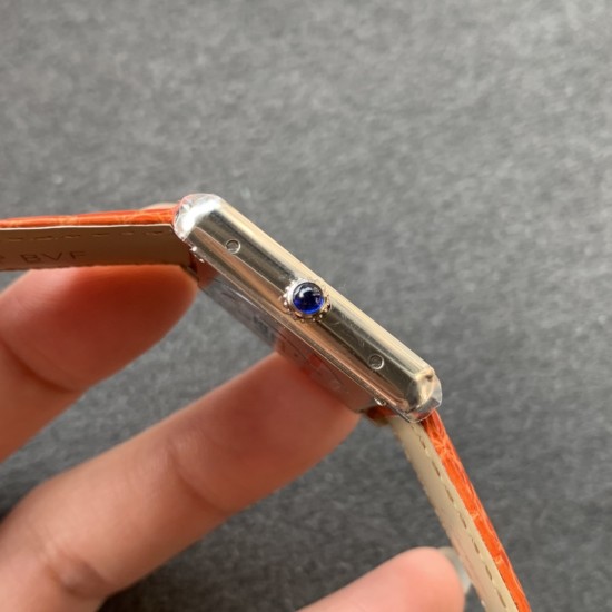 Cartier-Tank Must Small Pink Patterned dial On Brown Leather Strap K11F Quartz