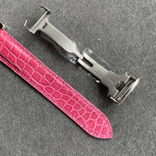 Cartier-Tank Must Small Pink dial On Brown Purple Strap K11F Quartz