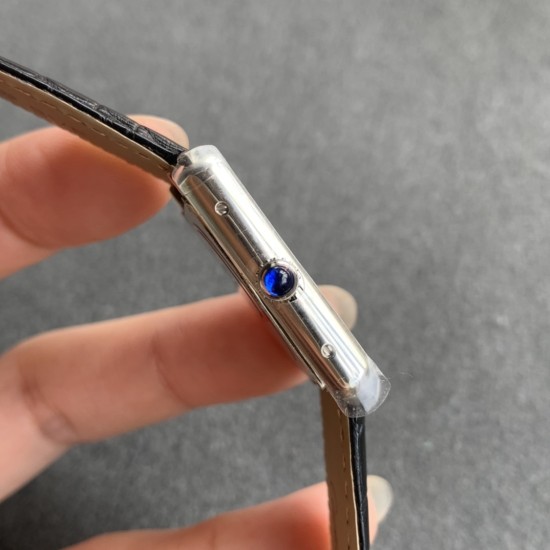 Cartier-Tank Must Small White dial On Black Leather Strap K11F Quartz