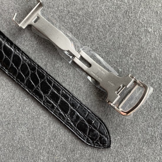 Cartier-Tank Must Small White dial On Black Leather Strap K11F Quartz