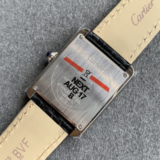 Cartier-Tank Must Small White dial On Black Leather Strap K11F Quartz