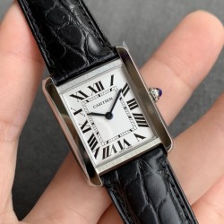 Cartier-Tank Must Small White dial On Black Leather Strap K11F Quartz