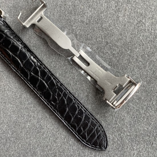 Cartier-Tank Must Small White dial On Black Leather Strap K11F Quartz